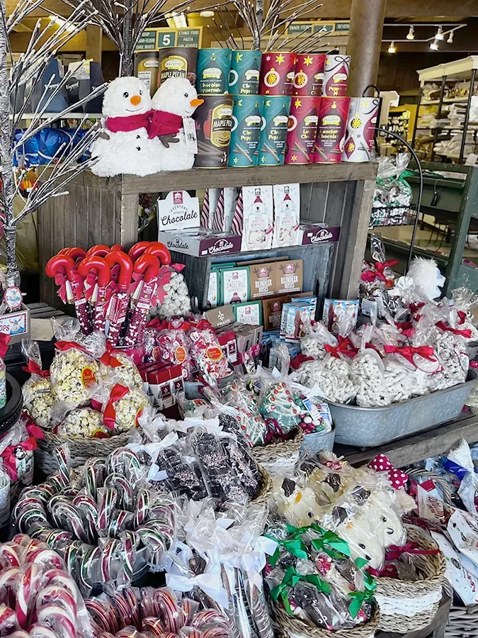 The holiday display of treats and gifts at Browns Valley Market in Napa, California