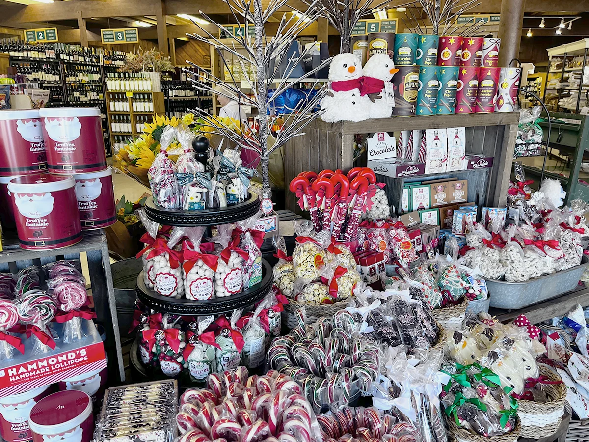 A display of holiday gifts and treats, available at Browns Valley Market in Napa, CA